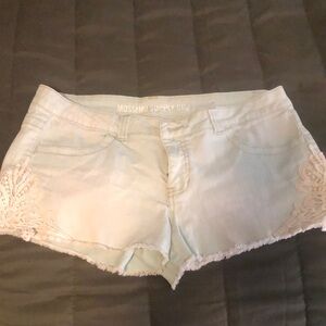 Mossimo Supply Co. White Jean Shorts with Lace Trim
